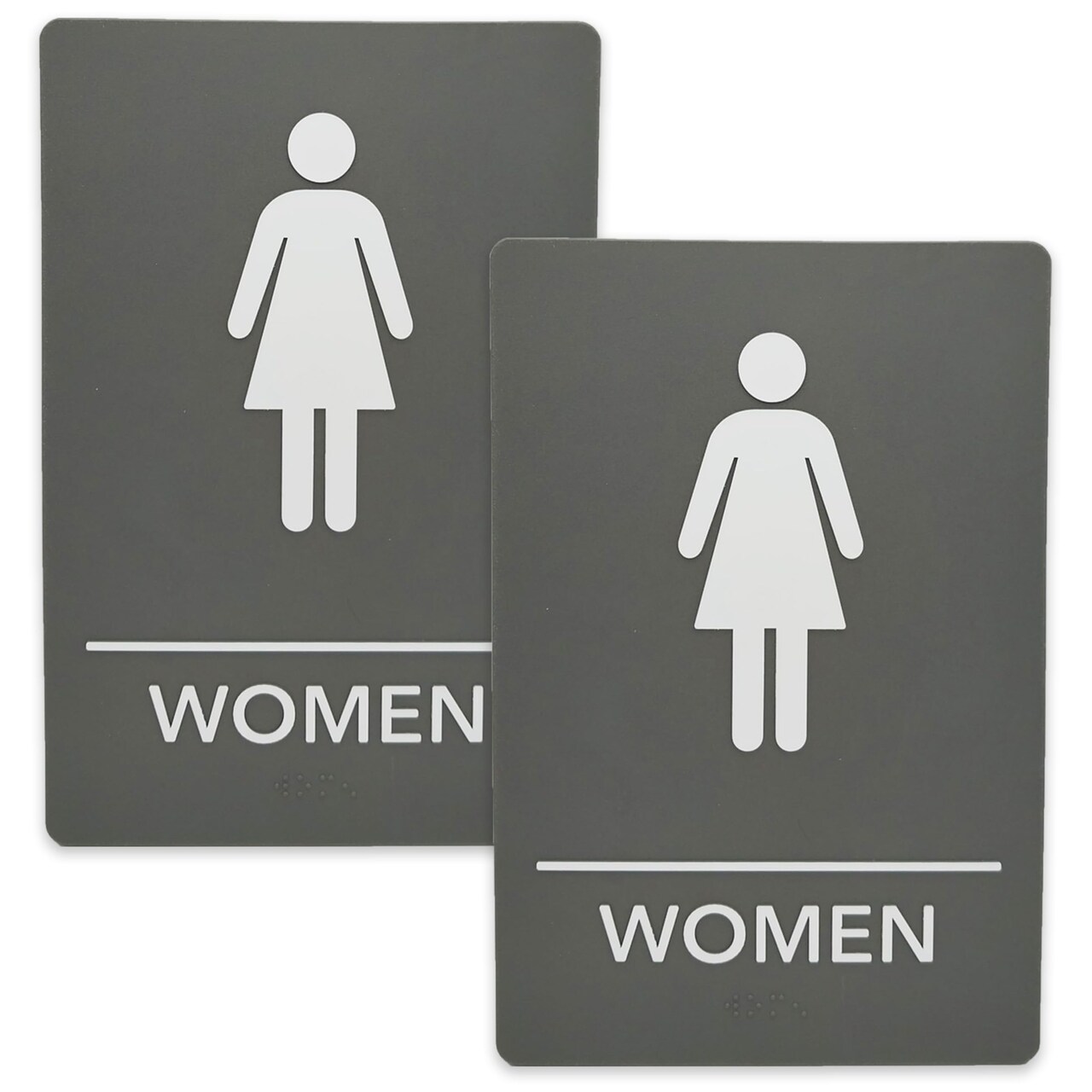 ADA-Compliant Wayfinding Signs – Durable, Non-Glare, Scratch-Resistant & Ready to Install. Featuring Grade 2 Braille & Raised Tactile Text, These Premade Signs Ensure Easy Compliance for Businesses 2 Pack